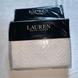 Lauren Ralph Lauren two Kaia white chevron pattern shams new with tags